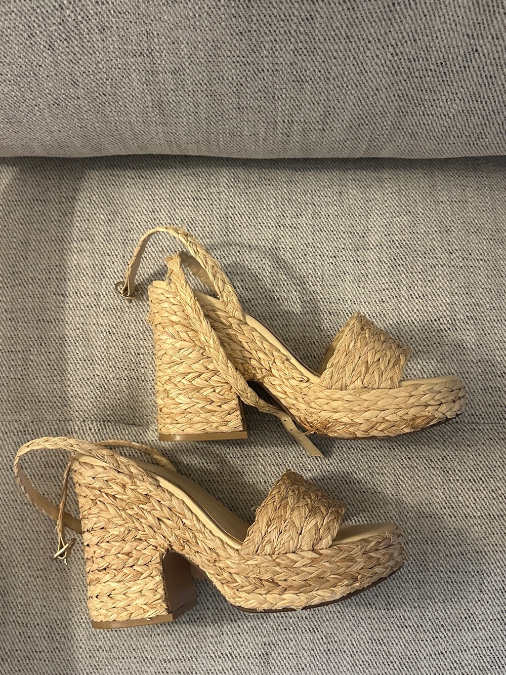 Mango Raffia Platform Heels 38 - Picture 7 of 9